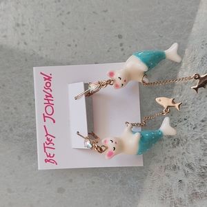 Betsey Johnson Cat Mermaid/Purmaid Earrings
